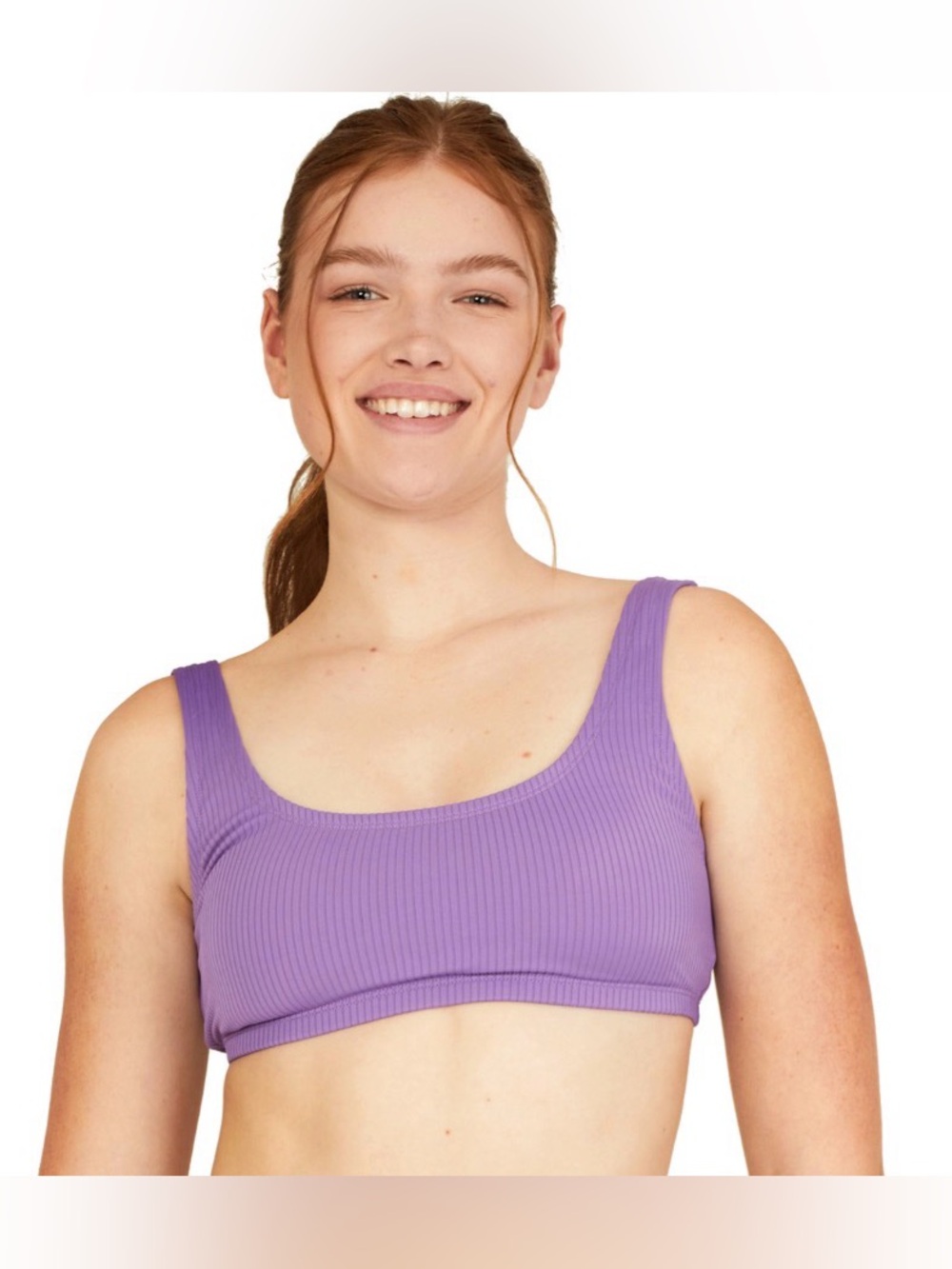 Speedo Women's Rib Logo Bikini Top Purple size M